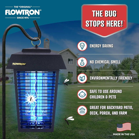 Outdoor Bug Zapper For 1 Acre Coverage With 40W UV Bulb And 5600V Kill Grid Mosquito Attractant Cartridge Included Hangable Lantern Insect Trap That Takes Down Flying Pests Fast glowing on yard