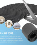 Close-up of Four Pack Non Slip Furniture Rail Pads For Recliners Sofas And Couches Rubber Floor Protectors being cut