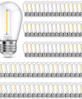100 Pack LED Replacement Bulbs For Outdoor String Lights No Fuss Easy Install Shatterproof Waterproof Plastic Filament Bulbs With E26 Base Warm White Vintage Patio Lighting 110V Clear Bulbs