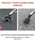 Comparison of regular caster with 3 Inch Swivel Stem Caster Wheels Set Of 5 With 5/16-18UNC Threaded Stem on carpet