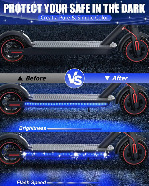 Bright AF 2 In 1 LED Light Strip For Scooters Bikes And Skateboards Night Riding Safety With Blue Flashing Mode 5V Flexible Waterproof Tape For Visible City Commute