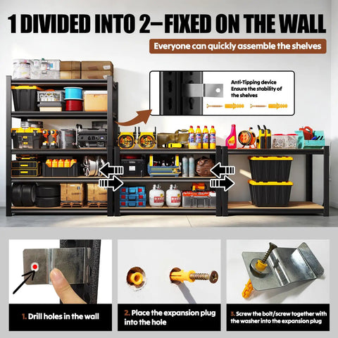 71.2 Inch Tall Wood And Metal Garage Shelving Unit Built Tough With Adjustable Shelves Heavy Duty Industrial Utility Rack For Workshop Garage Or Kitchen 71.2 Inch Tall By 31.5 Inch Wide By 13.8 Inch Deep, wall-mounted