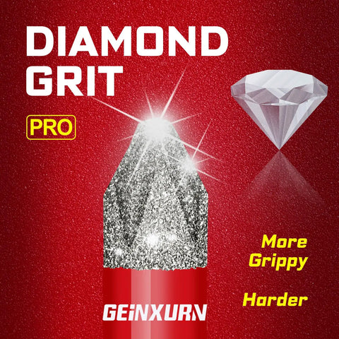 Diamond Coated Impact Screwdriver Bit with Grit Design on Red Background