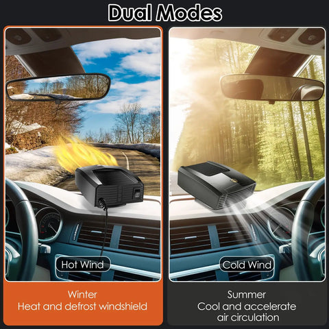 Keeping The Chill At Bay While Driving This Portable 12V 200W Car Heater Plugs Straight Into Car Power Outlet Doubling As Rapid Windshield Defroster And Defogger With 360 Rotating Head For Cars Trucks And Suvs in use dual modes for heating and cooling.