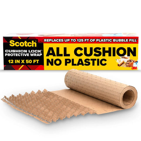 Green Packing Cushion Wrap That Expands To Fill Any Box, 12 Inch By 50 Foot, eco-friendly alternative to bubble wrap visible.