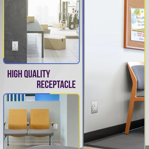 Heavy Duty Hospital Grade Outlet And Industrial Duplex Receptacle 20A 125V 5-20R installed in various settings