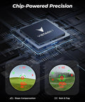 Chip technology and display features of Golvia Pro Golf Range Finder 1200 Yards With OLED Display And 7X Magnification TriMeasure Slope On Off Flag Lock Vibration Magnetic Mount Rechargeable Battery Fog Resistant For Precise Yardage And Shots