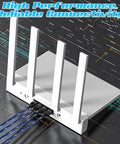 Router connected with multiple 30Ft Cat6 Ethernet Cable Patch Cable for fast home network, showing reliable connectivity and performance.
