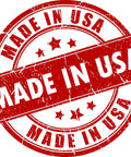 Red circular stamp with text 'Made in USA' showcasing a bold design and vintage style, emphasizing American manufacturing.