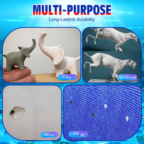 Underwater Ready Epoxy Putty Filler For Leaks And Cracks 8 Oz Multi Purpose Pool Repair Clay shown for sculpture and repair uses.
