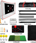 Backyard Golf Net 10x7 Ft With Practice Mat Hitting Aid Net With Multi Target Pockets, 7 Ply Anti Tear Netting, complete set