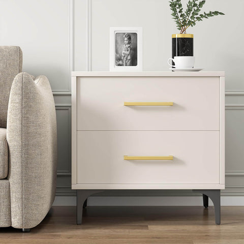 Dresser with two drawers featuring Five Inch Gold Cabinet Pulls 35 Pack Brushed Brass Drawer Handles Modern Square Stainless Steel Hardware