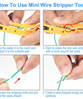 Step-by-step guide using mini wire stripper on 22 Gauge Stranded Hookup Wire Kit, 6 Color PVC Insulated, 26 Feet Per Roll