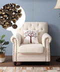 Pro Grade Bronze Upholstery Tacks And Decorative Furniture Nails For Wood Restoration rust resistant metal thumb pins on a chair.
