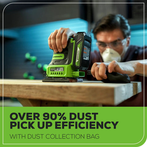 Man using Cordless 24V Quarter Sheet Sander with 2Ah Battery and Charger, Lightweight 2.3 lb design, 11,000 RPM for smooth finish