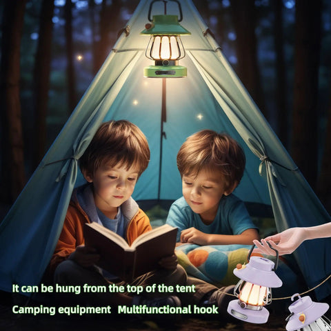 Snail Design Kids LED Lamp With USB Rechargeable Battery Portable Indoor Outdoor Night Light in tent with children reading