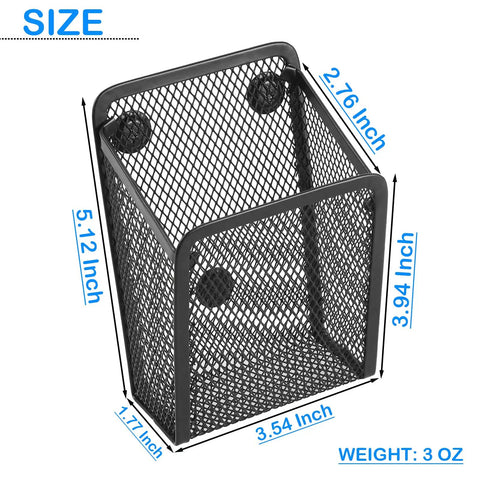 Magnetic Pencil Holder Mesh Stainless Steel Pen Basket Storage Organizer For Whiteboards And Blackboards Home Office Kitchen