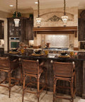 Modern kitchen with wood peel and stick budget friendly dope walnut grain texture waterproof removable wallpaper on cabinets.