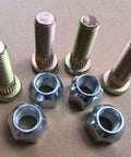 4 Pack Half Inch 20 Thread Press-In Wheel Studs With Lug Nuts Replacement For Hydro Gear 44431 on brown background