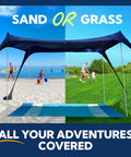 Beach Tent Sun Shelter UPF50 Plus Easy Pop Up Canopy For Beach Camping Fishing And Park Picnics With Sand Shovel Ground Pegs