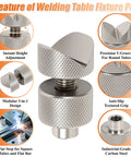 Adjustable Welding Table Fixture Pins Eight Pack Pro Grade Set For Five Eighths Inch Table Holes with precision and rotary dial.