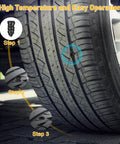 Close-up of tire with repair plug from 90 Piece Tire Repair Kit With 3 Size Vacuum Plugs 30 Each, Self Sealing Screw In Plugs, Includes Screwdriver And Storage Box, Quick Emergency Fix For Cars, Motorcycles, Trucks And Bikes.