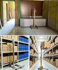 Heavy Duty Manual Cabinet Lifter Rises 60 80kg for Easy Panel Installation and Heavy Moving Tasks in a warehouse setting.
