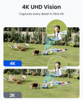 Comparison of 4K and 2K resolution showcasing Ultra Wide 4K Dual Lens Outdoor Wireless Security Camera System With Solar Power.