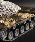 Three Piece Camouflage Net Set For 1/35 Scale RC Tanks And AFV Models, covering tank model in moss, sand, olive colors