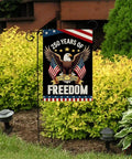 250 Year Anniversary USA Garden Flag For Outdoors With Eagle Design Double Sided 12x18 Inch Patriotic Backyard Flag 1776 2026 Fourth Of July Waterproof Flag displayed in garden