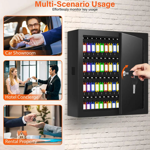100 Key Cabinet Lock Box With Anti Theft Function And Key Tags, adjustable wall-mounted organizer in use scenarios