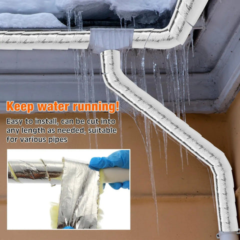 32 Ft Pipe Insulation Foam Tape And 32 Ft Foil Backed Hose Wrap 6 Ft Heating Cable With Built In Thermostat All In One Electric Heat Kit for outdoor pipe protection