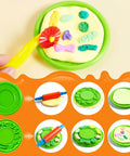Joyin 44-piece kids clay tool set with green round molds, rolling pins, and plastic cutters