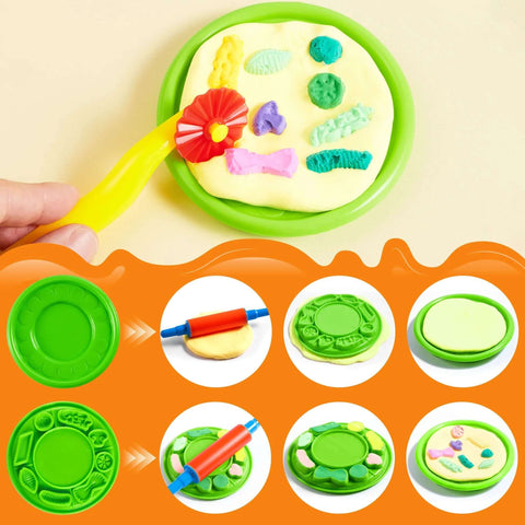Joyin 44-piece kids clay tool set with green round molds, rolling pins, and plastic cutters