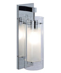 Contemporary Chrome Wall Sconce Pair For Bathrooms And Hallways Hardwired Vanity Lights With Clear Glass Cylinder Shade And Frosted Inner Shade
