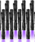 Ten Pack UV Black Light Flashlights 395nm Mini Pen Light With Clip LED Handheld Blacklight Detector lined up