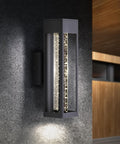 Lit Bubble Glass Tube Wall Sconce With Crystal Look, 12W LED, 120V, black modern outdoor light mounted on concrete wall