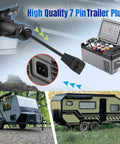 Heavy Duty 7 Pin Trailer Plug To DC 12V Power Cord Cable for Car Fridge Freezer Portable Cooler and RV Truck Charger in use.