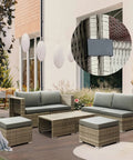 Outdoor wicker patio setup with sectional sofas using 10 Piece Outdoor Patio Furniture Clips Set For Sectional Sofas And Wicker Couches Black Alignment Connectors To Stabilize Modules