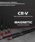 Five Piece Extra Long Magnetic Screwdriver Bit Holders Set With 2, 4, 6, 12, 17 Inch Lengths CR-V Steel for Impact Driver