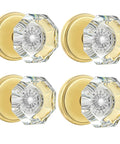 4 Pack Glass Dummy Door Knobs For Single Side Use, Non Turning Pull Only Door Knob Set In Polished Brass Gold