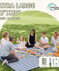 Family picnic on Oversized Waterproof Sandproof Beach Blanket For Picnics And Outdoor Adventures Extra Large 80x80 Inch Foldable Rug