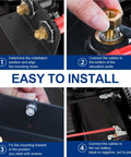 Steps for installing Remote Battery Jump Post Kit With Three Eighth Inch Stud Beefed Up Heavy Duty Mounting Bracket 4 AWG Cables Insulated Boots Battery Relocation
