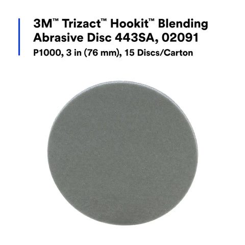 Trizact Hookit 3 Inch P1000 Grit Blending Disc Gray For Auto Body Sanding With Easy Change Hook And Loop System product image