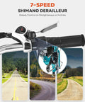 All Day Electric Tricycle For Adults 350W 7 Speed Trike With 468Wh Removable Battery 24 Inch Three Wheel E Trike For Seniors Men Women Heavy Duty 330 Lb Capacity Motorized Pedal Assist Bike 7-speed Shimano derailleur handlebar control