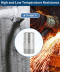 Front view of stainless steel hose barb fitting, 1.3 in OD, 1 in BSPT, I-shaped male thread, silver