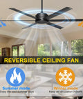 60 Inch Ceiling Fan No Light With Remote And App Control Quiet DC Motor Indoor Outdoor Ceiling Fan For Patio Garage Shop Industrial Aluminum Blades In Black installed in living room