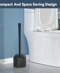 Heavy Duty Toilet Plunger With Wall Holder For Standard Bathroom Drains Extendable Rubber Cup Sink Tub Shower Clog Buster Rock Solid Plumbing Fix No Sweat Quick Drain Repair Tool Black Finish with compact design next to toilet.