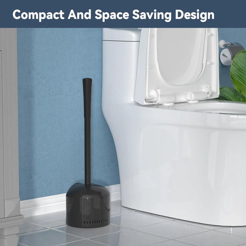 Heavy Duty Toilet Plunger With Wall Holder For Standard Bathroom Drains Extendable Rubber Cup Sink Tub Shower Clog Buster Rock Solid Plumbing Fix No Sweat Quick Drain Repair Tool Black Finish with compact design next to toilet.