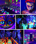 Super Bright UV Black Light 100W Flood Light With 10ft Power Cord IP66 Ultraviolet Stage Lighting illuminating vibrant club and neon art scenes